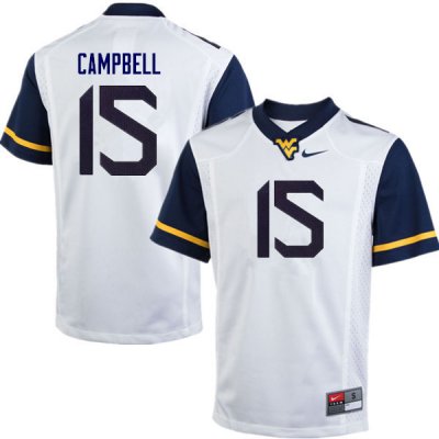 Men's West Virginia Mountaineers NCAA #15 George Campbell White Authentic Nike Stitched College Football Jersey IP15O22ZZ